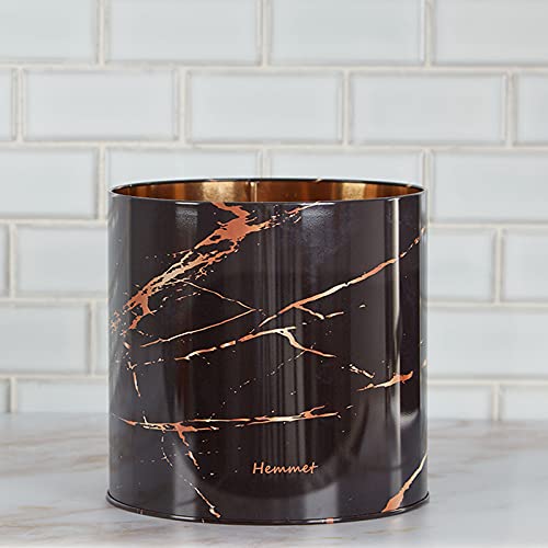 Black Utensil Holder For Countertop Farmhouse Kitchen Organizer, 6.5″ Extra Large Cooking Utensil Crock Modern Home Décor, Big Vintage Spatula Holder, Rustic New Apartment Essentials Tin #TOP1