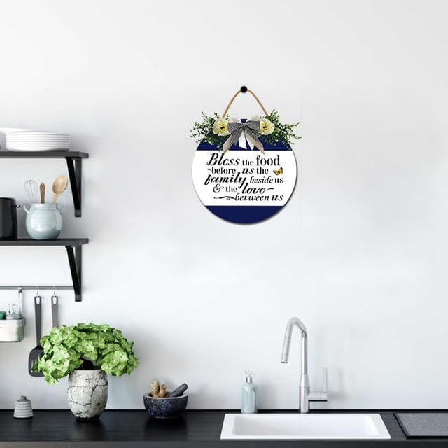 Miniatura 3 de DLONVOH Letrero de madera rústica con texto en inglés God Bless Our Home para puerta delantera, porche, casa de campo, decoración de pared para