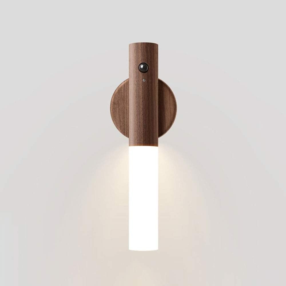 Nordic LED Wall Sconce Human Body Induction Night Light, Rechargeable Intelligent Wood Wall Lights for Stairs Hallway Household Bathroom Strong Wall Induction Safe Lamp