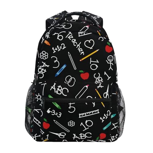 Rulers Pencils Apples Pattern Boys Girls Kids School Backpacks Bookbag, School Bag Travel Backpack Daypack - Main Image