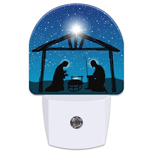 Image of Nativity Night of Jesus Night Light for Kids,Christmas Christian Jesus Plug in Night Light with Dusk to Dawn Sensor, 0.5w Energy Saving Nightlight for Hallway Stairway Kitchen Bedroom