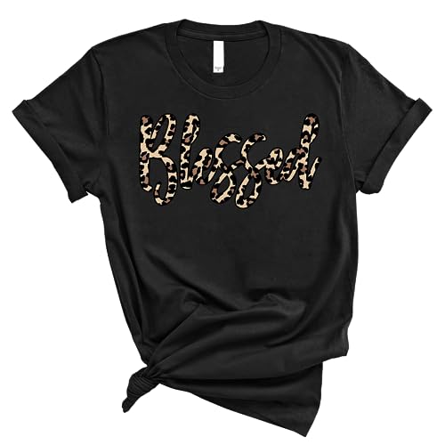 Love in Faith | Blessed Leopard | Christian T-Shirts & Crewneck Sweatshirts for Women | Faith-Based Apparel | Christian Gifts