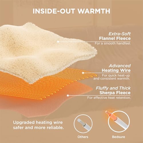 Image of Bedsure Electric Blanket Queen Size - Dual Control Heated Blanket Queen, Fast Heating with 10 Time Settings & 10 Heat Settings, Warm Gift for Grandma (84x90 inches, Dark Grey)