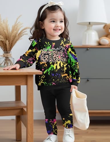 Baby Girl Clothes Tie Dye Letter Print Top Toddler Girl Clothes and Leggings Fall Winter Girls 2 Piece Outfits 12M-4Y4