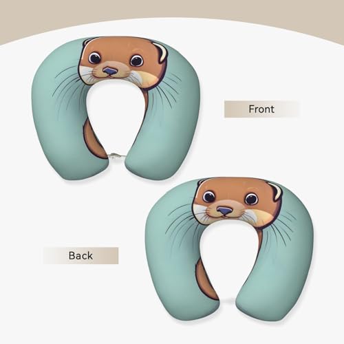Almohada de viaje con estampado de nutrias suaves miniatura 3
