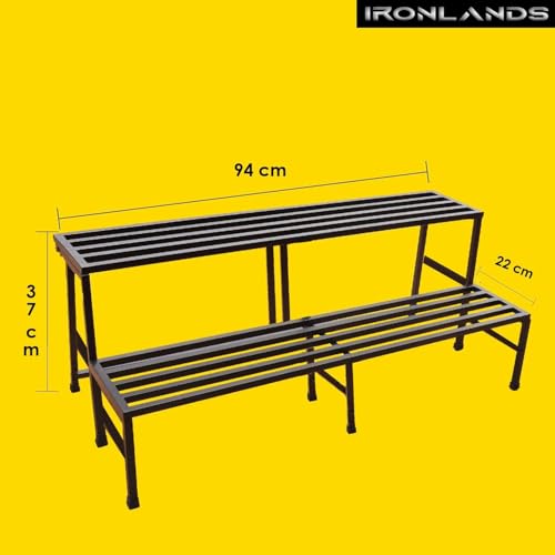 Image of IRON LANDS OAK 2 Step 37 Spectacular 3 Feet Heavy Duty Metal Perfect Plant Stands Display Rack Indoor & Outdoor for Your Home Balcony Hotel and Garden Decor (Black)