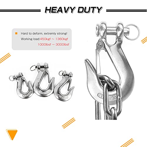 AMYSPORTS Heavy Duty Slip Hook Lifting Winch Steel Slip Hook Load Safety Trailer Clevis Hooks Stainless Transport 1/4 Inch 1000lbsf - Thumbnail 4