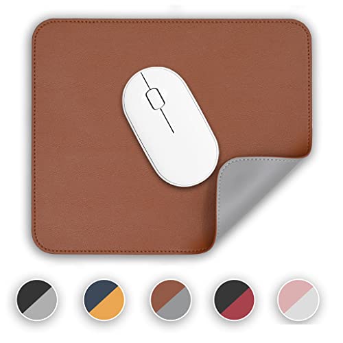 Image of AROPANA Vegan Leather Mouse Pad, Waterproof Desk Writing Pad Edge-Stitched Upgraded Version (9.8 inch x 8.3 inch, Brown /Grey)