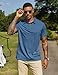 COOFANDY Mens Casual Polo T Shirt Short Sleeve Plaid Button Tees Pockets Golf Classic Basic Cotton Stylish Tops Bue Deep Blue