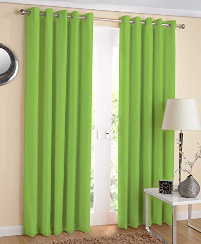 AIRWILL 100% Cotton Apple Green Designed Solid Pattern Long Door Curtains Sized, 9ft Length (Green, Pack of 2 pcs)