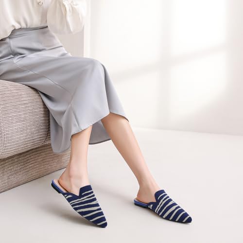 Image of Tilocow Knit Mules Office Slip on Loafers Business Casual Flats for Women