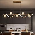 BULUXE Island Lights for Kitchen, Modern Dining Room Light Fixture Linear Kitchen Island Lighting (6-Light Gold)