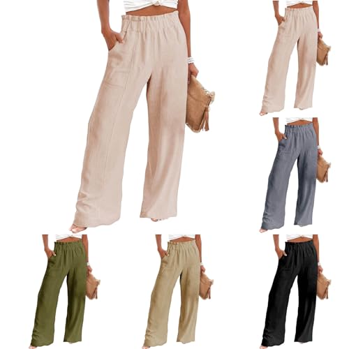 Womens Linen Palazzo Pants Wide Leg Casual Loose High Waist Drawstring Capri Plus Size Trousers Travel Vacation Outfits4