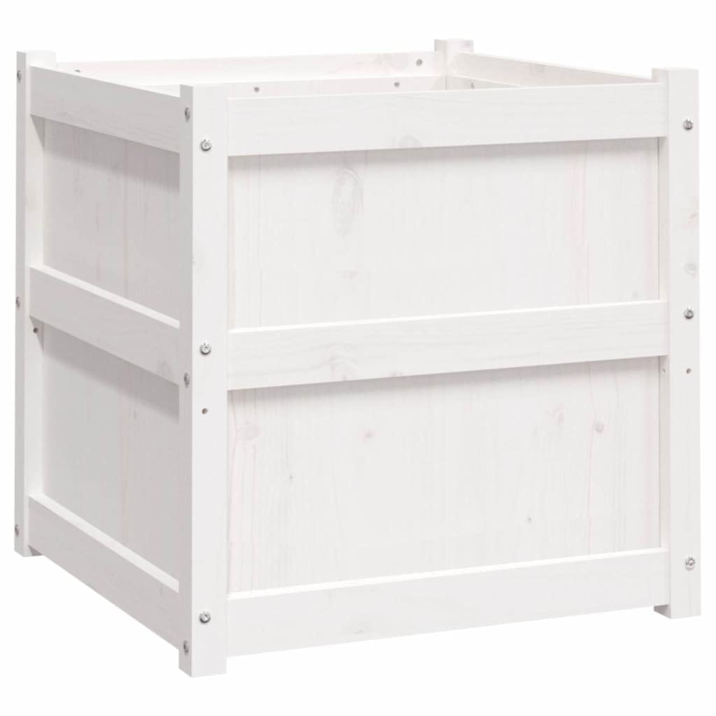 vidaXL Jardinières 2 pcs, Lits Surélevé, Bacs à Fleurs, Pots de Plantes, Boîtes à Fleurs Jardin Patio Terrasse, Blanc Bois de Pin Massif