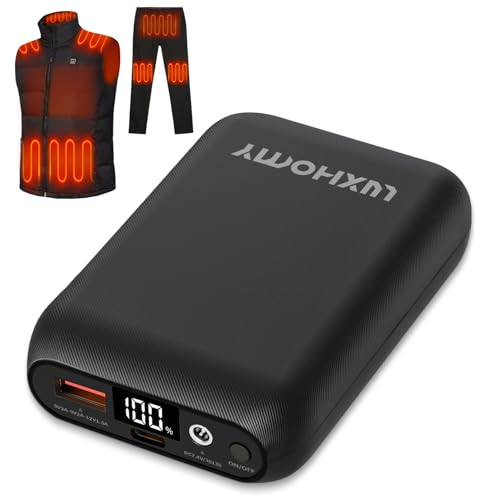 LUXHOMY Powerbank für Heizweste 7,4V 16000mAh, Power Bank Jacken mit LED-Anzeige, Tragbares Ladegerät Externer mit DC/USB/Type-C Anschluss für Heizweste Jacken LUXHOMY Powerbank für Heizweste 7,4V 16000mAh, Power Bank Jacken mit LED-Anzeige, Tragbares Ladegerät Externer mit DC/USB/Type-C Anschluss für Heizweste Jacken