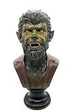 RUSTIX Wolfman Bust Statue – Realistic Werewolf Collectible Figurine – Halloween Horror Décor – Classic Monster-Inspired Gothic Oddities Gift – Resin Horror Statue for Fans