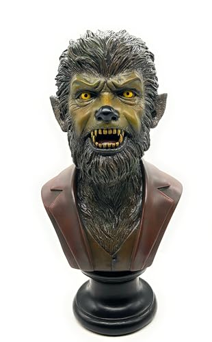 RUSTIX Wolfman Bust Statue – Realistic Werewolf Collectible Figurine – Halloween Horror Décor – Classic Monster-Inspired Gothic Oddities Gift – Resin Horror Statue for Fans