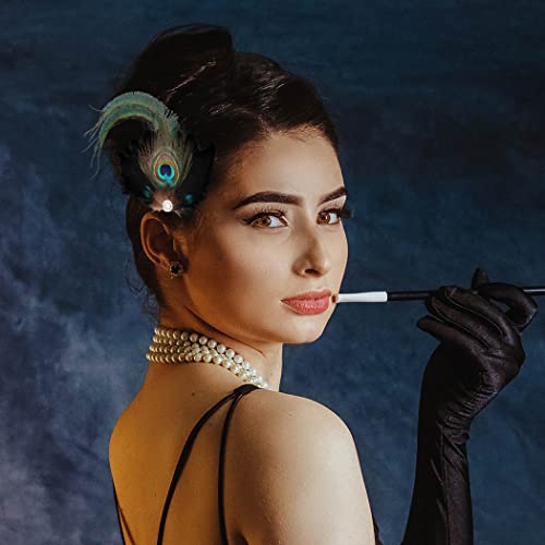 Gortin 1920S Flapper Hair Clip Great Gatsby Peacock Feather Headband Crystal Feather Headpiece Rhiestone Head Band Art Deco Party Flapper Hair Accessories For Women And Girls #TOP5