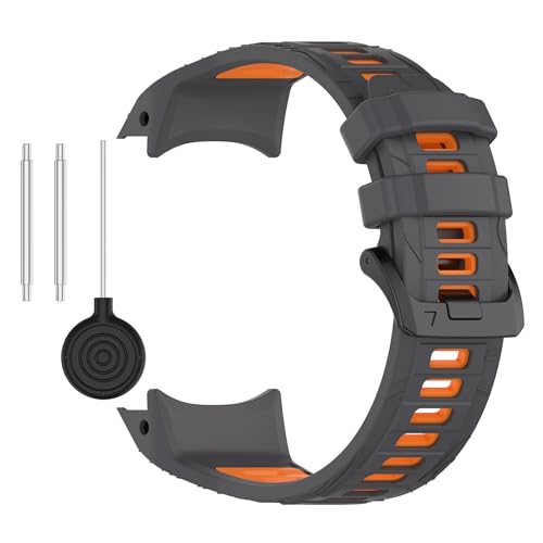 CYBERGARAGE・For Garmin Instinct3 Dual Power バンド ベルト Instinct 3 AMOLED シリコン バンド幅 26mm(グレーオレンジ)