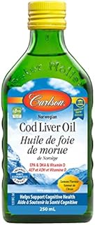 Carlson - Cod Liver Oil, 1100 mg Omega-3s, Liquid Fish Oil Supplement, Wild-Caught Norwegian Arctic Cod-Liver Oil, Sustainably Sourced Nordic Fish Oil Liquid, Lemon, 250 ml