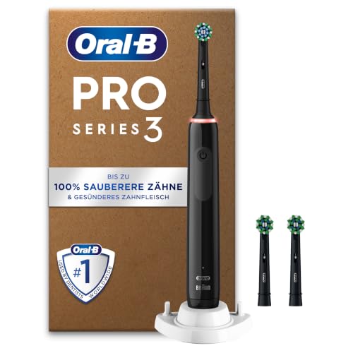 Oral-B Pro Series 3 Elektrische Zahnbürste — Electric Toothbrush, Inkl. 3 Aufsteckbürsten — 3 Putzmodi, Zahnbürste Elektrisch, Designed by Braun, Schwarz