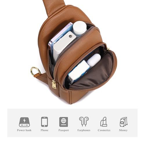 INICAT Crossbody Sling Bags Fanny Packs Leather Purses Chest Bag for Women4