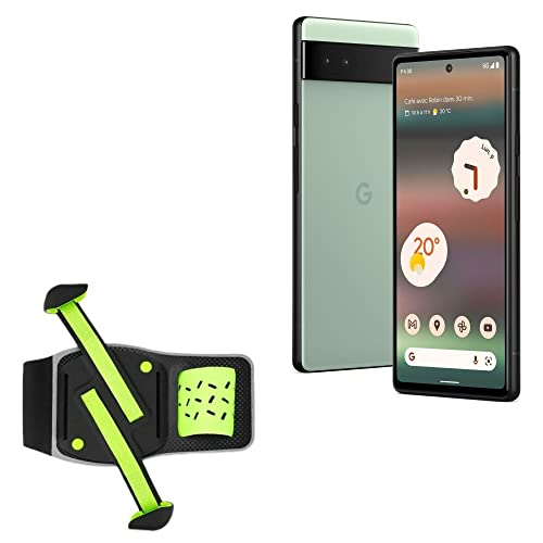 BoxWave Holster Compatible with Google Pixel 6a - FlexSport Armband, Adjustable Armband for Workout and Running - Stark Green