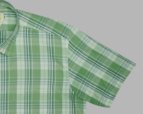 Image of GHPC 100% Cotton Checkered Half Sleeves Regular Fit Formal Shirt for Men