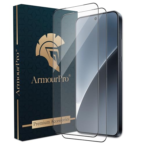 Image of ArmourPro Military Grade Gorilla Tempered Glass Compatible For Xiaomi 15 (6.36 Inch) With Easy Installation Kit for Smartphone| Edge To Edge Coverage | Black, Pack of 2