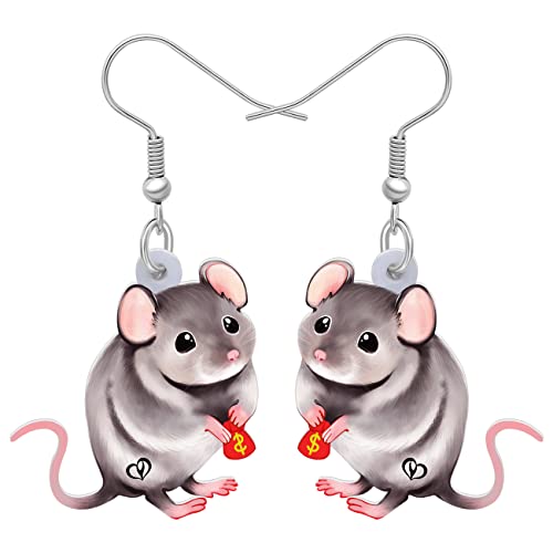 Fun mouse earrings gifts for women girls accessories cute rat charms acrylic hypoallergenic hook dangle jewellery