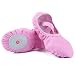 Acfoda Ballettschuhe Mädchen Leder Geteilte Sohle Ballettschläppchen Kinder aus Leinen Ballett Spitzenschuhe Anfänger Weich Pink Größe 34
