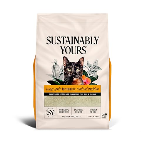 Sustainably Yours Natural Cat Litter, Large-Grain Formula, Low Tracking, Exceptional Clumping & Odor Control, Virtually No Dust, Corn & Cassava Plant-Based, Unscented, 10 lbs