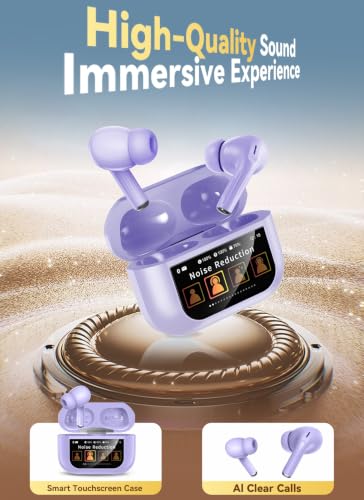 Image of Bucephalus Wireless Earbuds, Ear Buds Active Noise Cancelling with Smart Charging Case, Bluetooth 5.4 Headphones, 48H Playtime & Bass Stereo Sound, Compatible with iPhone, Android, Pad - Aurora Purple