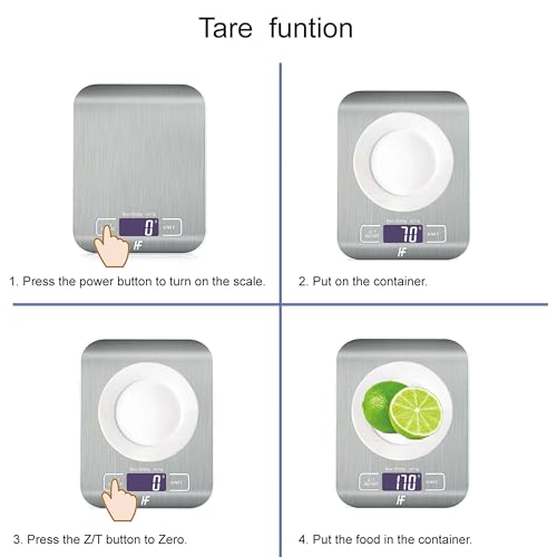 Image of HomeFashion 5kg 1g 11lb Digital Kitchen Scales Food Scale with stainless steel Platform Electronic Cooking Backlit LCD Display Multifunction for Home and Office Use