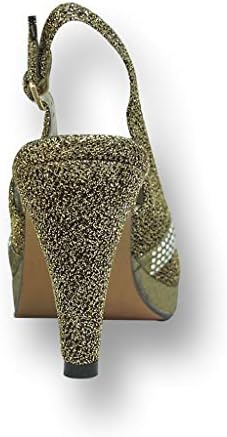Floral Tiffany (DP758) Women Wide Width High Heel Slingback Platform Pumps GOLD 8.5 | Image 3