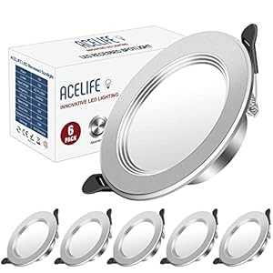 ACELIFE Spot Led Encastrable, Extra Plat,Encastré Lampe Plafonnier, 7W 700lumen, Equivalent 70W Incandescence, Blanc Neutre 4500K, Aluminium Rond en Métal, Pour Salle de Bain, Salon, Lot de 6