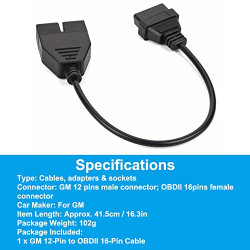 Keenso OBD2-diagnose-verlengkabel, 12-pins naar 16-pins aansluiting, OBD1-stekker, adapter voor GM-voertuigen/auto… - Image 3