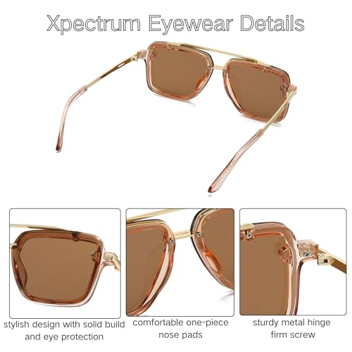 Image of Xpectrum Retro Square Aviator Sunglasses for Men Women Vintage 70s Disco Gangster Style Rectangle Glasses