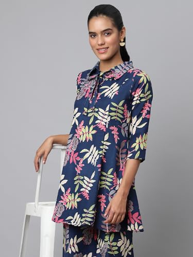 Image of AVANOVA Soft Maslin Silk V Neck Co-Ords Set for Women's | Printed Shirt & Bottom Set for Women | Suit Set | Two Piece Dress (CO-ODS 84 Maroon L)
