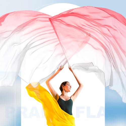 Image of Jecery 2 Pack Praise Dance Worship Flags, 35''x 55'', White Pink Red