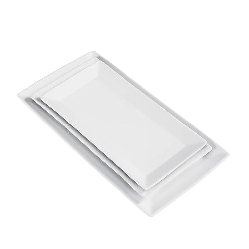 Amazon Basics 3-Piece Porcelain Serving Platters, Oven Safe, for Entertaining,