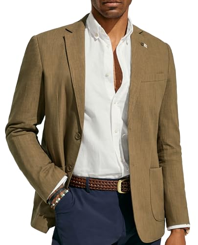 Image of PJ PAUL JONES Mens Casual Blazer Lightweight Linen Sport Coat 2 Button Unlined Suit Jackets