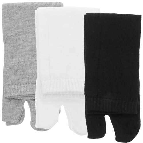 3 Pairs Toe Socks Cotton Socks Elastic Cotton Tabi Tabi Toe Unisex for Men Women (White+ Grey+ Black)