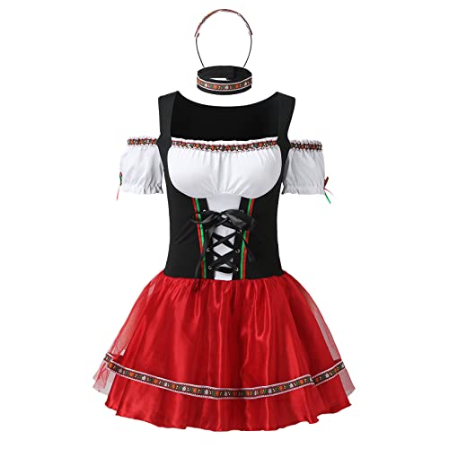 Dienstmeisjesjurk voor dames, sexy, Oktoberfest, biermaid kleding, feestjurk, bandeau, schoudervrij, korte mouwen, A… - Image 6