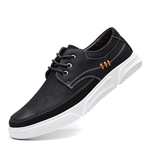 Image of CMM Men Lace-up Flat Sneakers, Casual Shoes Fashion Leather Oxfords, Breathable Walking Shoes Work Outdoor