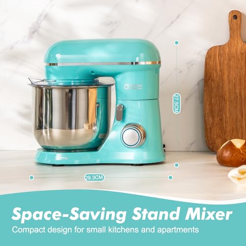Image of Kitchen in the Box Stand Mixer, 3.5 QT Small Kitchen Electric Stand Mixers, 10-Speed Portable Lightweight Dough Mixer for Daily Use with Egg Whisk, Dough Hook, Beater (Blue)