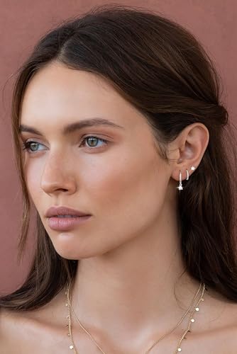 Image of Freekiss 3 Pairs Gold Hoop Earrings Set: Dainty Stud Earrings Trendy Small 14K Gold Plated Hypoallergenic Dangle Cartilage Huggie Hoop Earrings for Women Gold Jewelry for Women Gifts