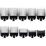2025 Professional 10-Pack Black Clipper Guards for Ba-Byliss PRO Barber Ology FX870, FX890, FX825, and FX673 Clippers, for Ba-Byliss Clipper Guards - Cutting Lengths 1/16-1 inch Attachment Combs Set