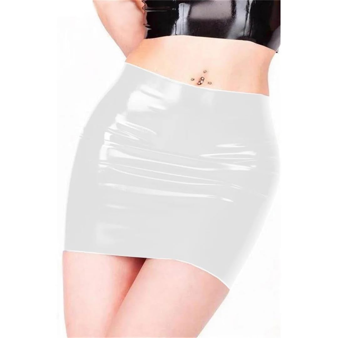 Kelsiop Minifalda lápiz de piel sintética para mujer, de PVC brillante, aspecto húmedo, con cremallera
