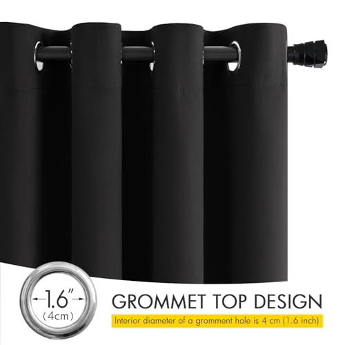 Image of MIULEE Black Blackout Bedroom Curtains Drapes 96 Inch Long 52 inchx96 inch | Grommet Top, Room Darkening Window Drapes, Privacy Protection, Thermal Insulated, Heat Blocking, Light Blocking